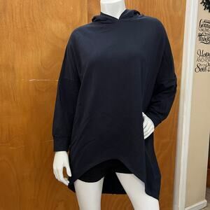 Acqua & Limone Oversized Hoodie Dress Black Graphic FOHR Made in Italy One Size